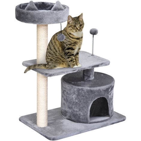 PawHut Mult-level Cat Tree for Indoor Cats Scratch Post Scratcher Climbing Condo Grey