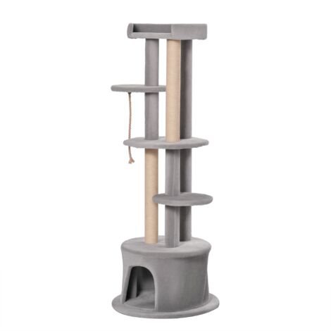 PawHut Multi-level Cat Tree Tower with Condo Scratching Post, 150cm, Grey