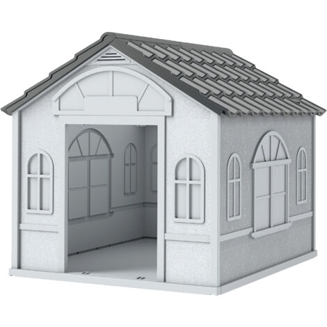 PawHut niche extérieur PP blanc chien petit moyen 65x75.7x63 cm