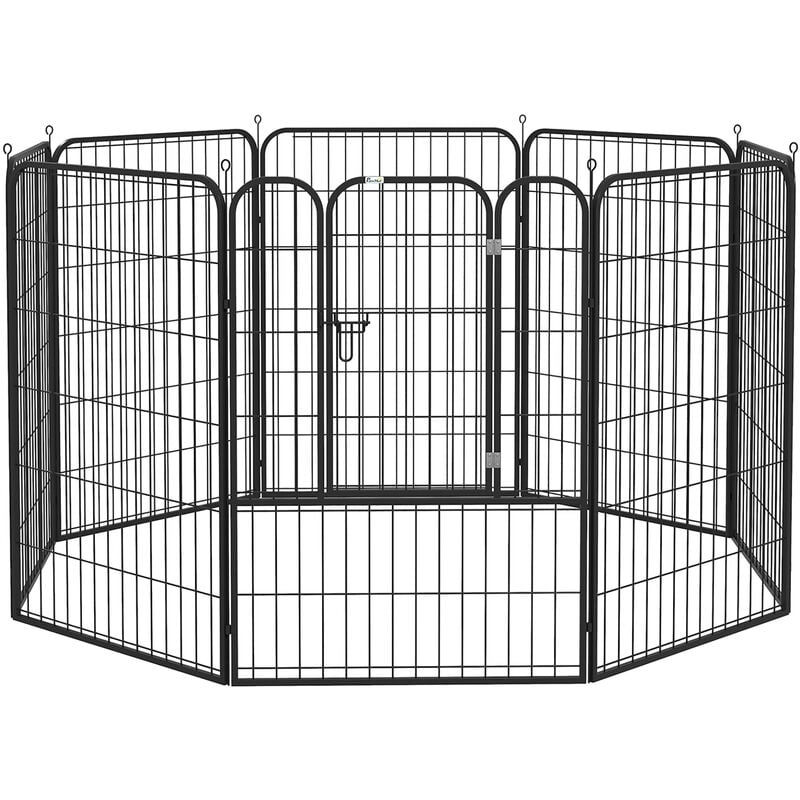 

Pawhut - Parque para Mascotas Perros 8 Vallas 79x100cm Corral Plegable con Puerta y Pestillos Dobles Cerca de Entrenamiento Negro - Negro