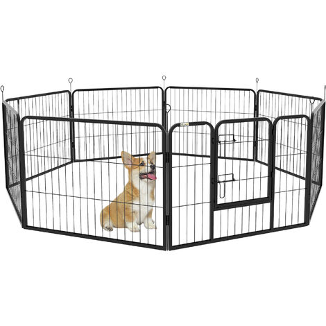 PawHut Parque para Perros de 8 Paneles 64x90 cm Corralito para Mascotas  Plegable de Acero con Doble Cerradura Función de Bloqueo Auxiliar y Forma  de Bricolaje para Pasillos Escaleras Blanco