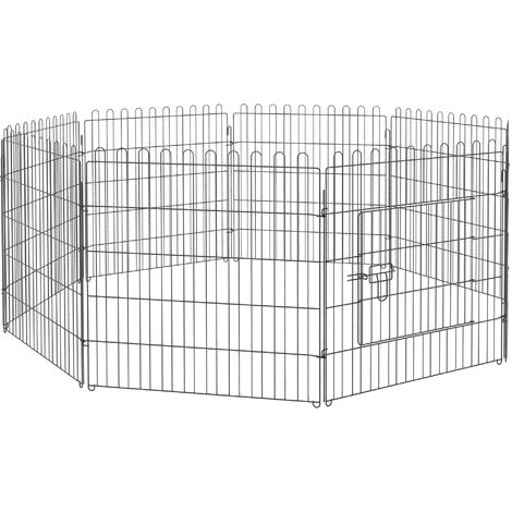 PawHut Parque Perros Jaula Plegable Mascotas Cerca Entrenamiento Cachorros 8 Vallas (71x76cm)