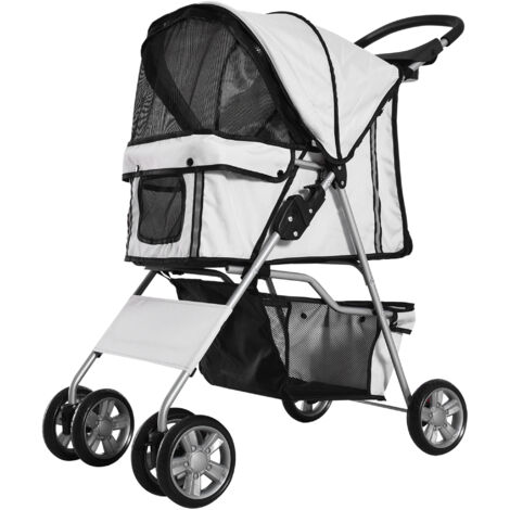 main image of "PawHut Passeggino per Animali Domestici Pieghevole, Carrello per Cani, Grigio, 75 x 45 x 97cm"