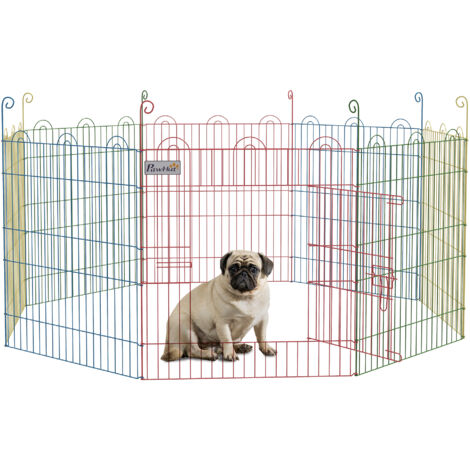 PawHut Pet Playpen Crate, with Eight Panels, Door, for Indoors and Outdoors, 60H x Φ156cm
