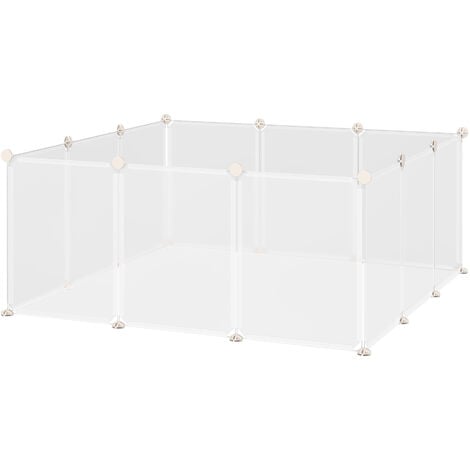 main image of "PawHut Pet Playpen DIY Small Animal Cage Open Enclosure Portable Plastic Fence 12 Panels for Hedgehog Bunny Chinchilla Guinea Pig White"