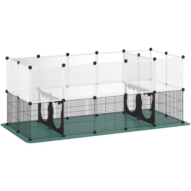 PawHut Pet Playpen with Waterproof Mat, Diy Small Animal Enclosure 34 Panels