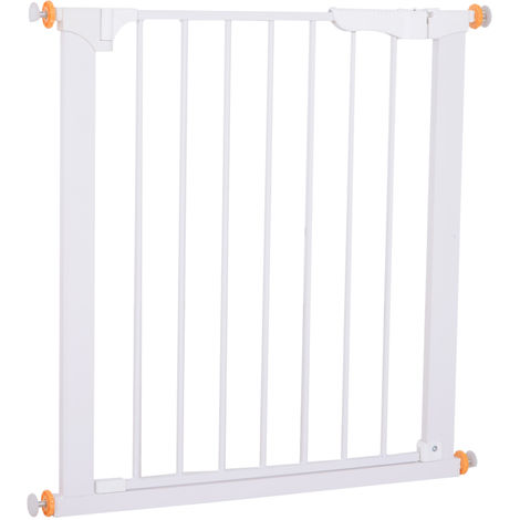 PawHut Pet Safety Gate Dog Cat Indoor Home Fence Pressure Release White