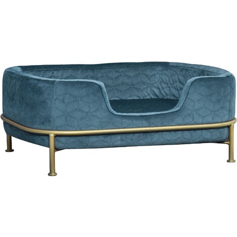 PawHut Pet Sofa Dog Couch Bed Cat Longer w/ Metal Base, Removable Cushion - Blue