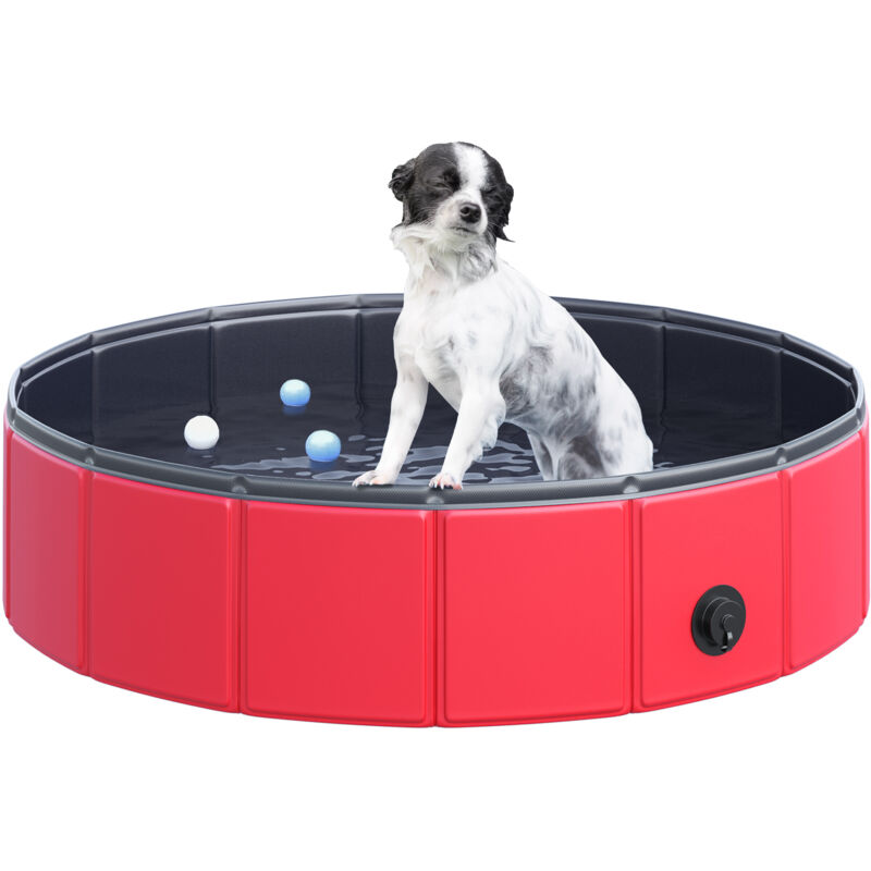 

Piscina Plegable para Perros Gatos Bañera Portátil Antideslizante Ø80x20 cm Rojo - Rojo