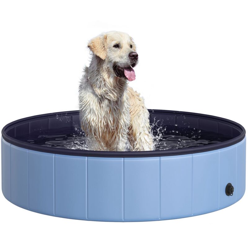 

Piscina Plegable para Perros Gatos Bañera Portátil Antideslizante Ø120x30cm Azul - Azul