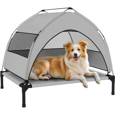 PawHut Portable Elevated Dog Bed with Removable Canopy, 76 x 61 x 60 cm