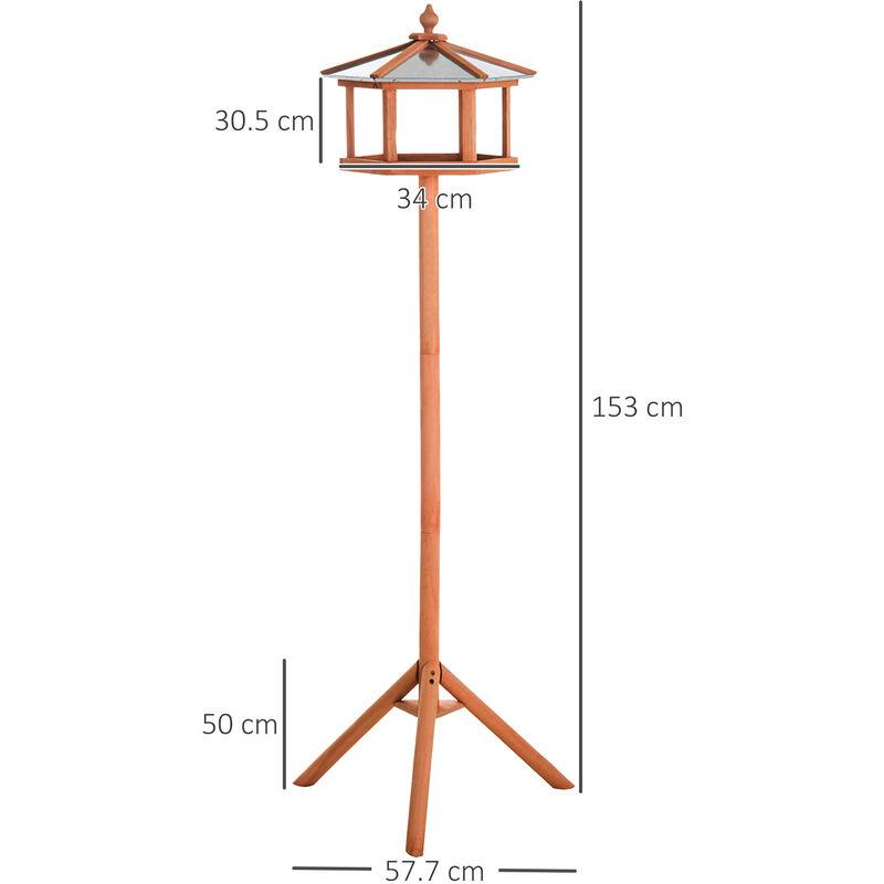 Pawhut Portable Wooden Bird Feeder Station With Stand For Garden