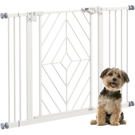 PawHut Pressure Fit Safety Gate w/ Auto Closing Door, Double Locking 76H x 74-100Wcm