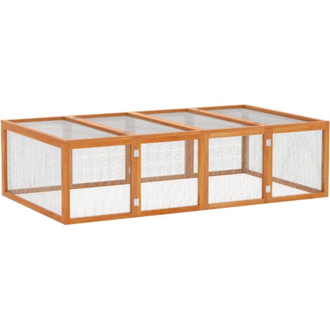 PawHut Rabbit Hutch Cage, Wooden Outdoor Run with Openable Roof, Natural