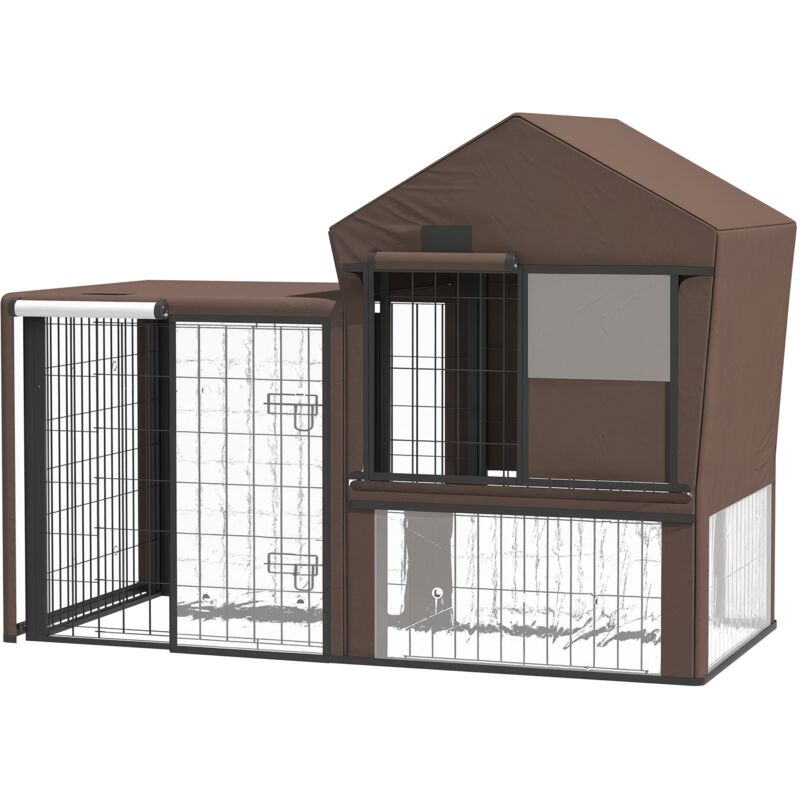 Rabbit Hutch Cover, Bunny Guinea Pig Cage Water-Resistant Protector - Pawhut