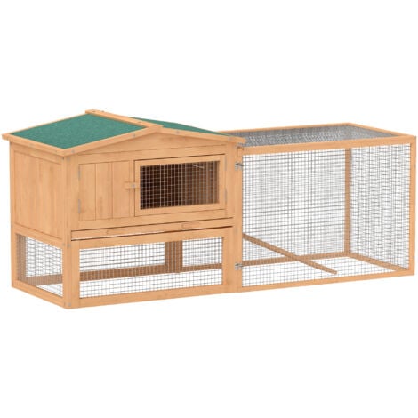 PawHut Rabbit Hutch, Guinea Pig Hutch 2 Tier with Run for Outdoor Garden