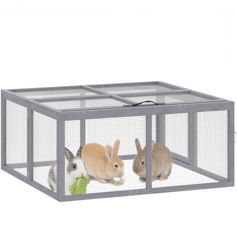 PawHut Rabbit Hutch Outdoor, Foldable & Portable, Rabbit Cage w/ Open Top