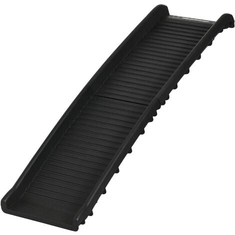 PawHut rampa plegable para perros y gatos con almohadillas antideslizantes escaleras de mascotas para coche cama sofá carga 75 kg 155x39x14 cm negro