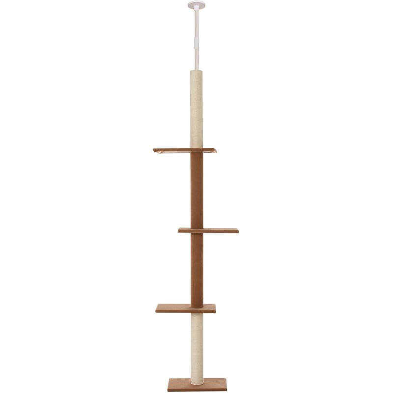 

Rascador de Suelo a Techo de Gato Altura Ajustable con 4 Plataformas 43x27x228-260 - Marrón