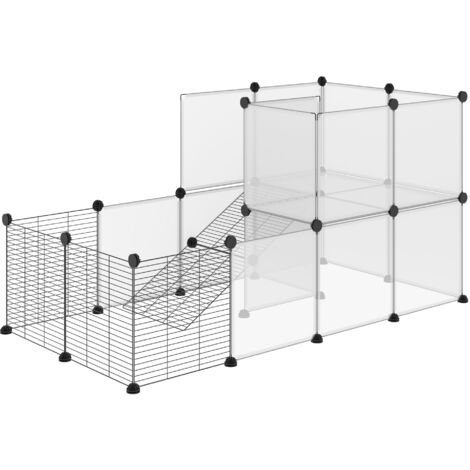 PawHut Recinto per Cuccioli Modulabile con Pannelli 35x35cm in Acciaio e PP Nero
