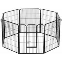 PawHut Recinto Recinzione per Cuccioli, Cani, Animali 8pz, 80x80cm, Nero