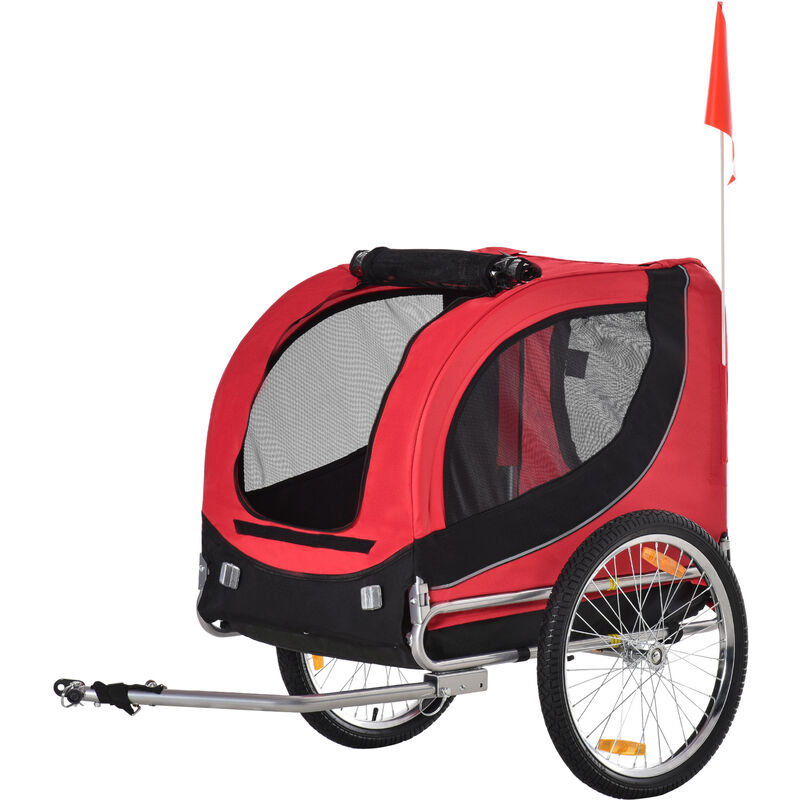 

Remolque Bicicleta Perro Mascota 1 Bandera 6 Reflectores 1 Barra de Traccion - Rojo