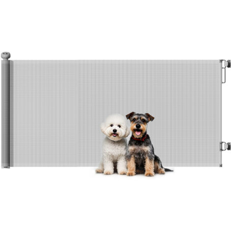 PawHut Retractable Stair Gate, Dog Gate Extends Up to 180 cm Wide, Grey