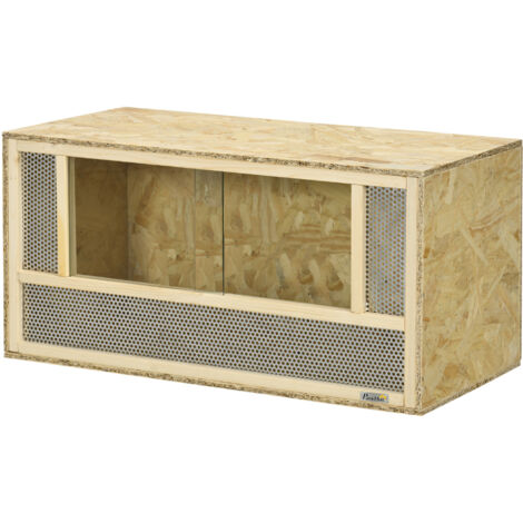 PawHut Rettilario in Legno Porte in Vetro e Pannelli in Rete 40x80x40cm