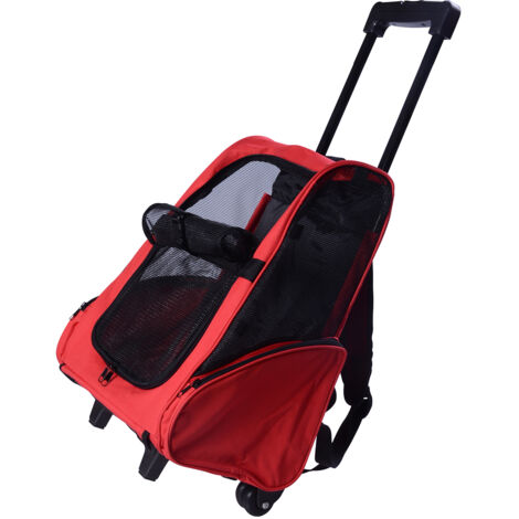 Pawhut – Sac de transport pour chat et petit chien – Trolley 2 en 1 avec roulettes – Dimensions 36x30x49 cm – Charge maximale 9 kg