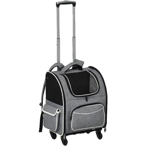 Pawhut – Sac de transport pour chat et petit chien – Trolley chariot 2 en 1 avec roulettes – Tissu oxford résistant – Charge max. 10 kg