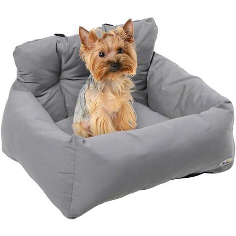 PawHut Sac de transport pour chien chat - siège auto pour chien chat - housse de siège pour chien chat - déhoussable, sangles ajustables, attache - coton gris