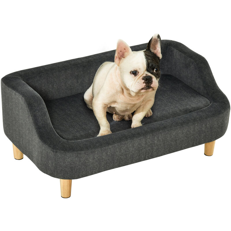 

Pawhut - Sofá para Mascotas Tapizado en Terciopelo Sofá Cama para Perros Gatos Medianos Pequeños con Cojín Extraíble Lavable y Patas de Madera