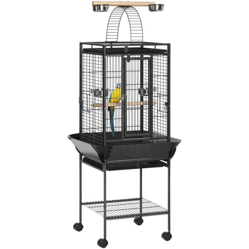 PawHut Steel Bird Cage,Large Budgie Cage for Cockatiels and Parakeets