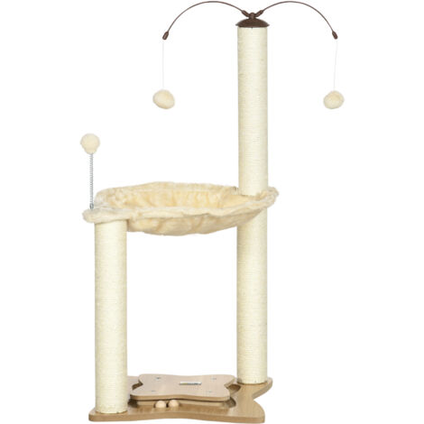 PawHut Tiragraffi per Gatti max 5kg in Sisal MDF e Peluche Beige