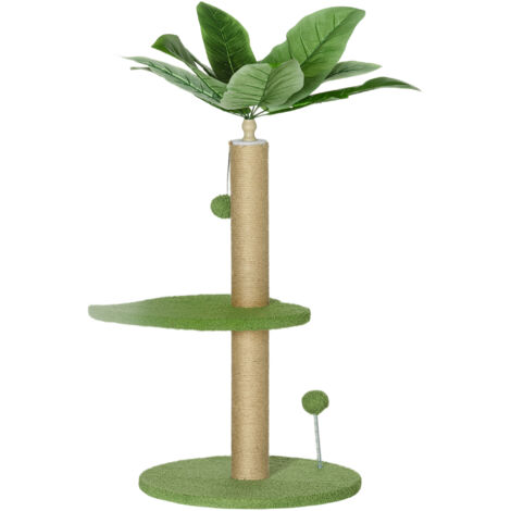 PawHut Torre per Gatti con Tiragraffi, Piattaforme e Palline Ø40x83 cm Verde