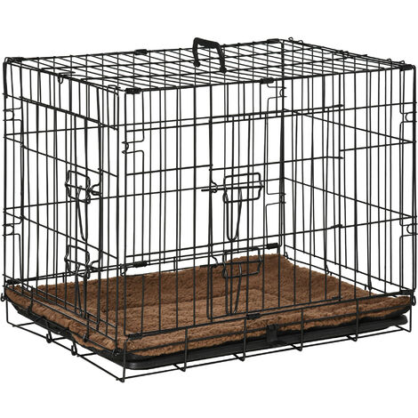 PawHut Transportin Jaula Transporte Perro Alambre 5 Medidas 2 Colores + Cojin Opcional