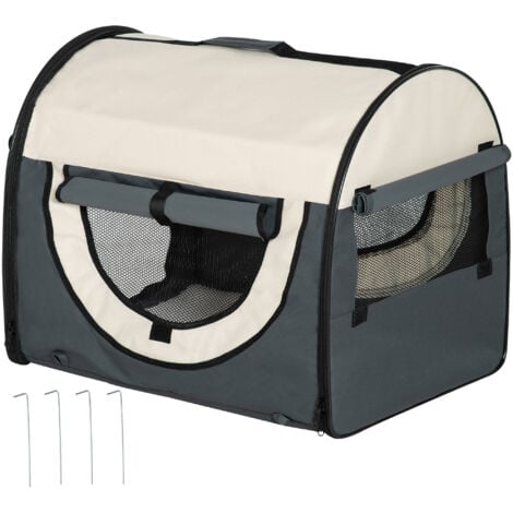 AllMyPets Trasportino per Cani Piccola Taglia e Gatti 4 in 1 Pieghevole con  Maniglia Telescopica 50x31x37 cm colore Grigio