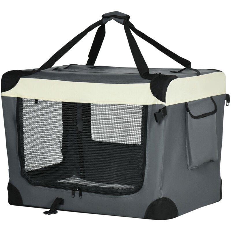 Trasportino Gatti e Cani fino 10kg Pieghevole con Cuscino e 3 Aperture - Pawhut