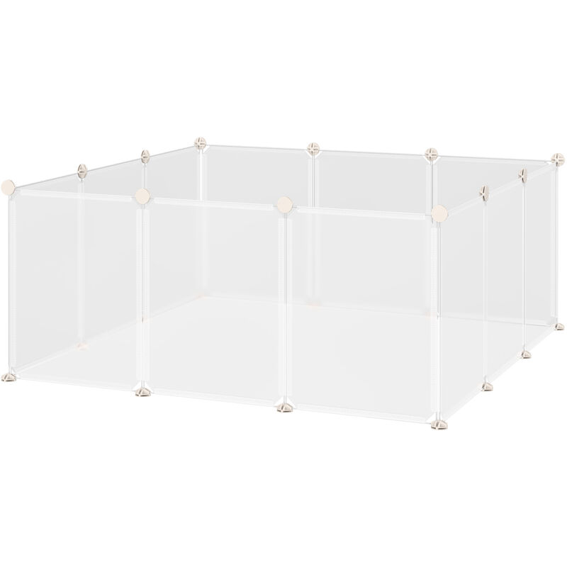 

Pawhut - Valla para Animales de Metal Modulable con 12 Paneles Cobayas y Cachorros - Blanco
