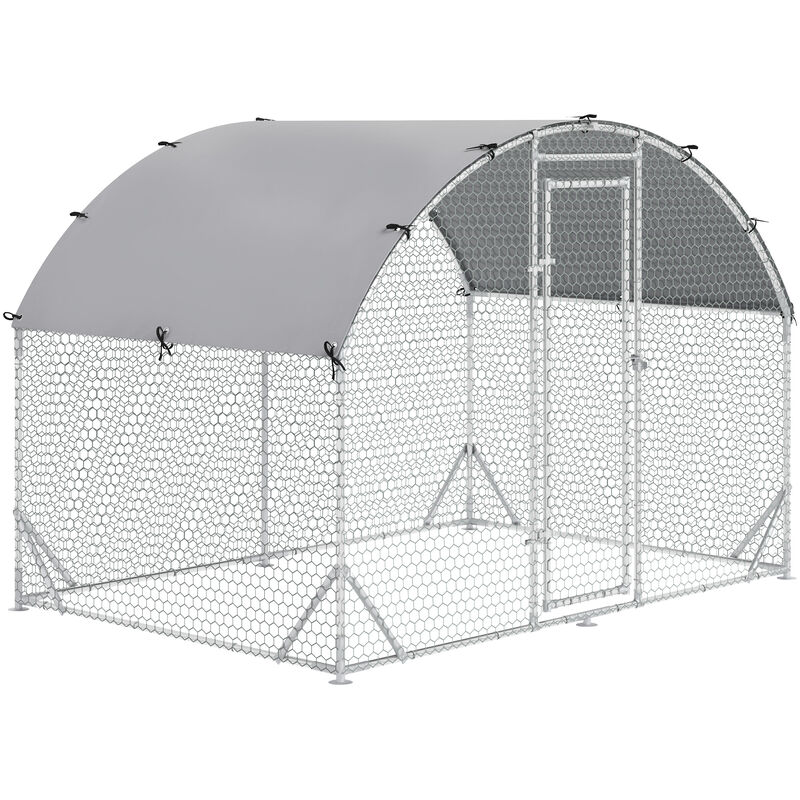 Pawhut WalkIn Chicken Coop Run Cage Large Metal Chicken House W/ Cover