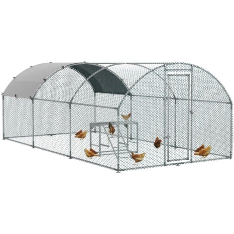 PawHut Walk In Chicken Run with Chicken Activity Shelf and Cover, 2.8 x 5.7 x 2m