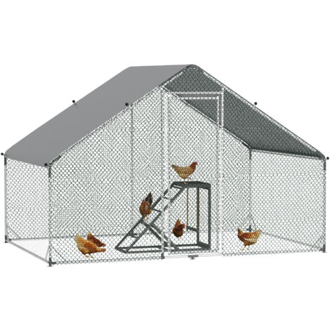 PawHut Walk In Chicken Run with Chicken Activity Shelf and Cover, 3 x 2 x 2m