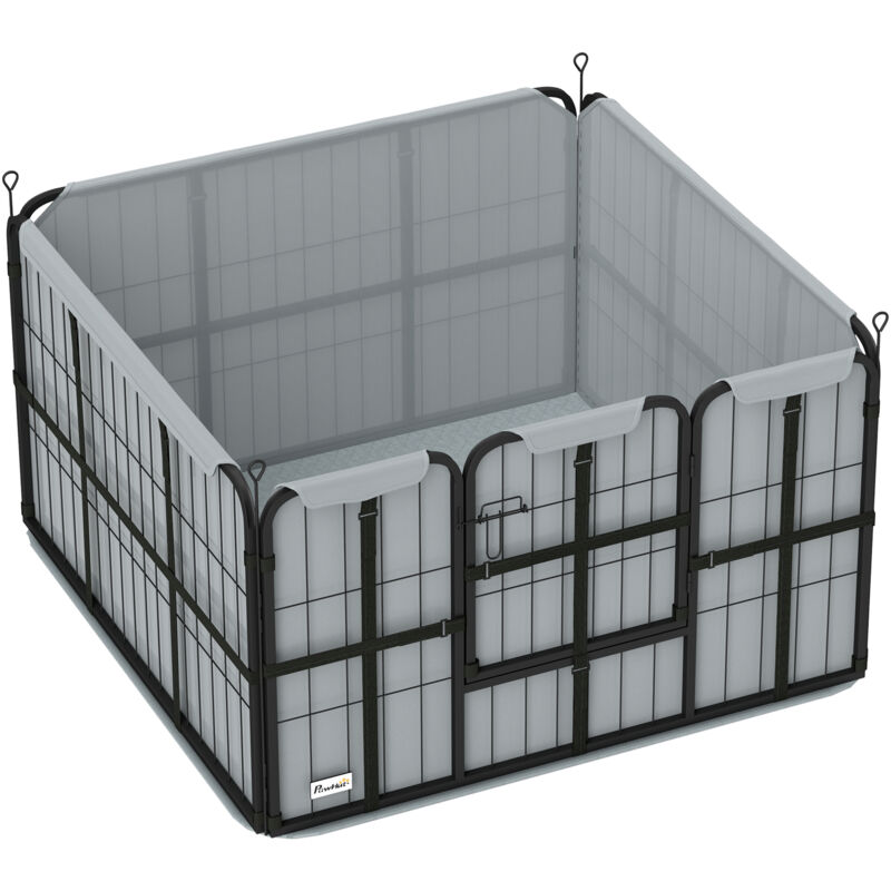 Pawhut - Whelping Box w/ Washable Whelping Pad, Wind-Resistant Cloth, Black