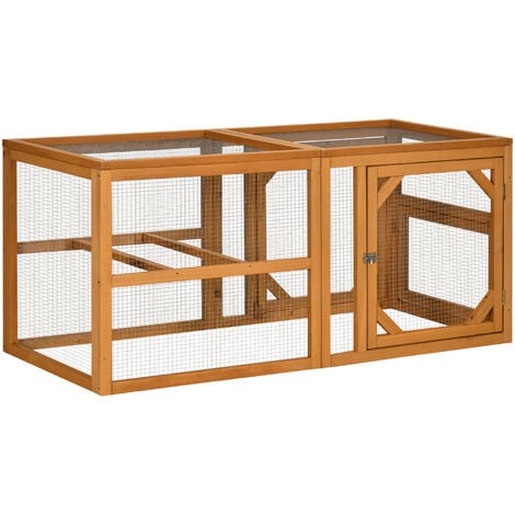 PawHut Wooden Chicken Coop w/ Perches, Doors, for 2-4 Chickens