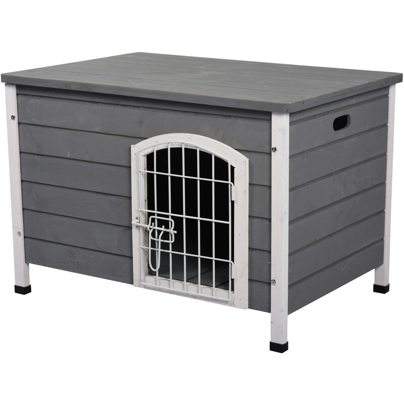 PawHut Wooden Dog Crate Kennel House w/ Wire Door Lock Small Easy-Open ...