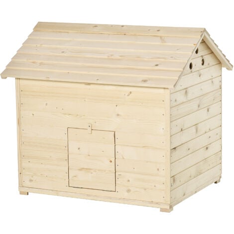 PawHut Wooden Duck House w/ Openable Roof, Raised Base, Air Holes - Natural