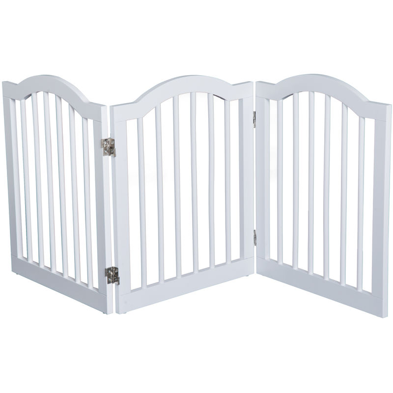 Pawhut 3 Panel Pet Gate Indoor/Outdoor Foldable Dog Barrier W ...