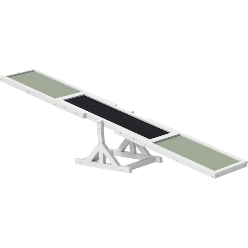 Pawhut - Wooden Pet Seesaw for Big Dogs, Agility Training Equipment for Dogs White