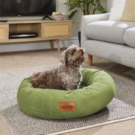 Paws for Slumber Donut Pet Bed, Green, Medium, 65cm Diameter