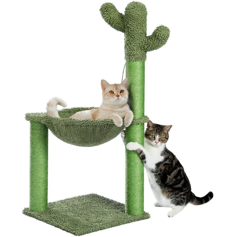 Arbre à Chat Cactus avec Hamac Suspendu & Poteaux à Griffer, 93.5cm, Vert - Pawz Road